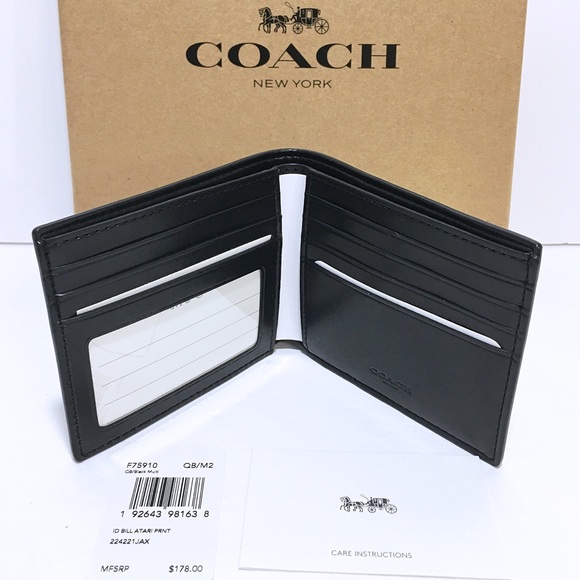 COACH ATARI Black Leather Men's Wallet NWT - Picture 3 of 5